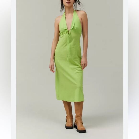 NWOT Urban Outfitters BDG Danny Lime Halter Neck Backless Midi Dress - Picture 2 of 10